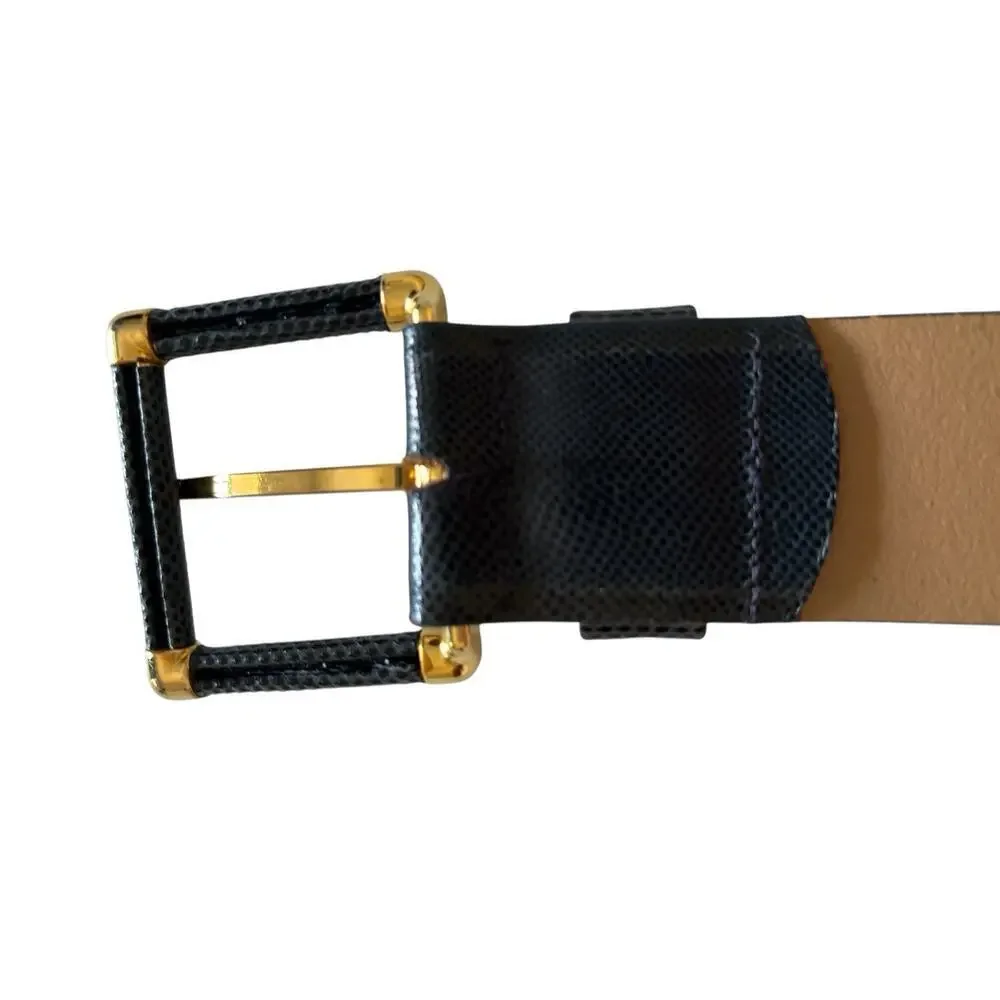 Emmanuel Genuine Reptile Belt Gold Buckle Size Medium Women’s Wide Vintage